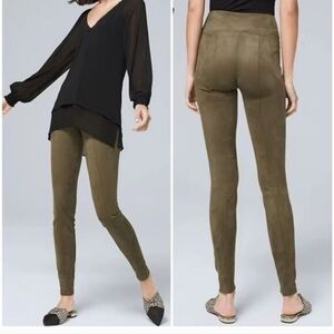 White House Black Market Olive Faux-Suede High-Rise Leggings